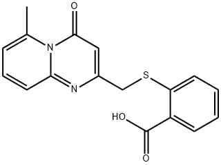 2-[({6-methyl-4-oxo-4H-pyrido[1,2-a]pyrimidin-2-yl}methyl)sulfanyl]benzoic acid structure