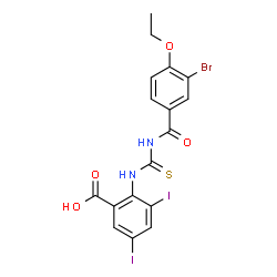 2-[[[(3-BROMO-4-ETHOXYBENZOYL)AMINO]THIOXOMETHYL]AMINO]-3,5-DIIODO-BENZOIC ACID结构式