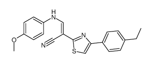 (E)-2-[4-(4-ethylphenyl)-1,3-thiazol-2-yl]-3-(4-methoxyanilino)prop-2-enenitrile结构式