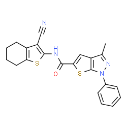 1H-Thieno[2,3-c]pyrazole-5-carboxamide,N-(3-cyano-4,5,6,7-tetrahydrobenzo[b]thien-2-yl)-3-methyl-1-phenyl-(9CI)结构式