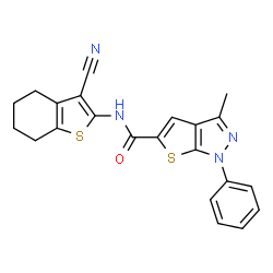 1H-Thieno[2,3-c]pyrazole-5-carboxamide,N-(3-cyano-4,5,6,7-tetrahydrobenzo[b]thien-2-yl)-3-methyl-1-phenyl-(9CI) picture