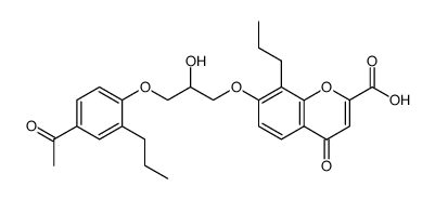 7-[3-(4-acetyl-2-propyl-phenoxy)-2-hydroxy-propoxy]-4-oxo-8-propyl-4H-chromene-2-carboxylic acid结构式