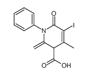 5-iodo-4-methyl-2-methylene-6-oxo-1-phenyl-1,2,3,6-tetrahydropyridine-3-carboxylic acid结构式