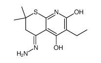 6-Ethyl-5,7-dihydroxy-2,2-dimethyl-2H-thiopyrano<2,3-b>pyridin-4(3H)-on-hydrazon Structure