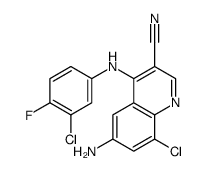 6-amino-8-chloro-4-((3-chloro-4-fluorophenyl)amino)quinoline-3-carbonitrile structure