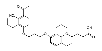 3-[7-[3-(4-acetyl-3-hydroxy-2-propylphenoxy)propoxy]-8-propyl-3,4-dihydro-2H-chromen-2-yl]propanoic acid结构式