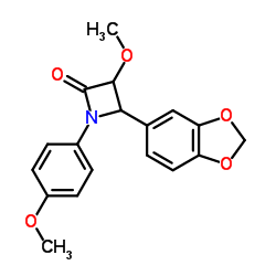 4-BENZO[D]1,3-DIOXOLAN-5-YL-3-METHOXY-1-(4-METHOXYPHENYL)AZETIDIN-2-ONE结构式