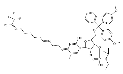 N(4)-(N-(6-trifluoroacetylamidocaproyl)-2-aminoethyl)-5'-O-dimethoxytrityl-5-methyl-2'-deoxycytidine-3'-N,N-diisopropylmethylphosphoramidite Structure