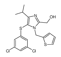 [5-(3,5-dichlorophenyl)sulfanyl-4-propan-2-yl-1-(thiophen-2-ylmethyl)imidazol-2-yl]methanol Structure