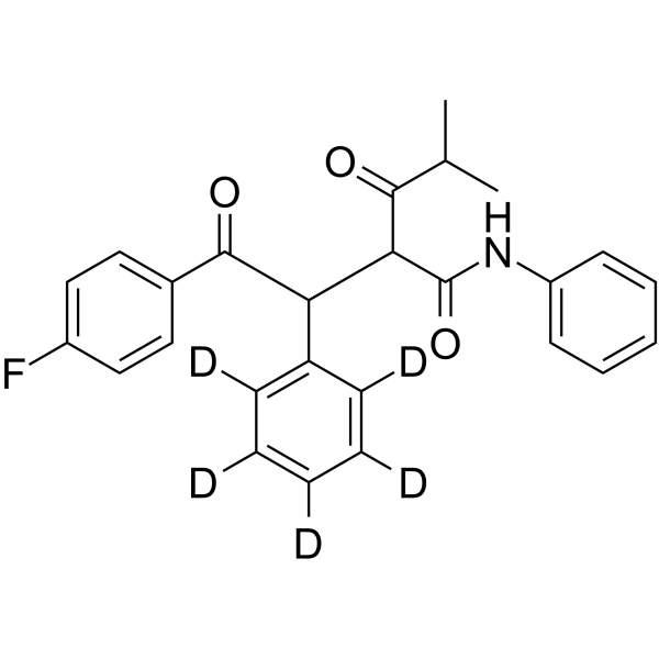 2-(2-(4-Fluorophenyl)-2-oxo-1-phenylethyl)-4-methyl-3-oxo-N-phenylpentanamide-d5 Structure