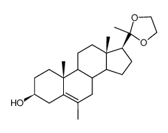 20,20-Aethylendioxy-6-methyl-pregnen-(5)-ol-(3β)结构式