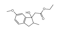 ethyl 2-(1-hydroxy-6-methoxy-2-methyl-2,3-dihydro-1H-inden-1-yl)acetate结构式