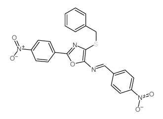 5-Oxazolamine,2-(4-nitrophenyl)-N-[(4-nitrophenyl)methylene]-4-[(phenylmethyl)thio]-结构式