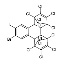 2-bromo-3-iodo-bis(hexachlorocyclopentadiene)naphthalene Structure