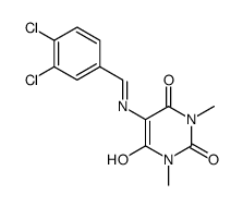 5-(3,4-dichloro-benzylideneamino)-1,3-dimethyl-pyrimidine-2,4,6-trione结构式