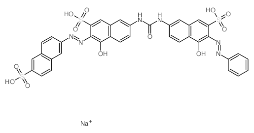 2-Naphthalenesulfonicacid,4-hydroxy-7-[[[[5-hydroxy-6-(2-phenyldiazenyl)-7-sulfo-2-naphthalenyl]amino]carbonyl]amino]-3-[2-(6-sulfo-2-naphthalenyl)diazenyl]-,sodium salt (1:3) Structure