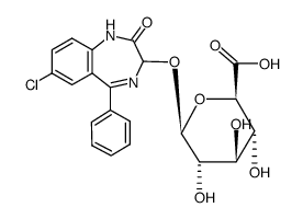 O1-(7-chloro-2-oxo-5-phenyl-2,3-dihydro-1H-benzo[e][1,4]diazepin-3-yl)-β-D-glucopyranuronic acid结构式