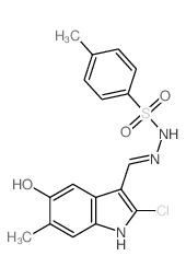 Benzenesulfonic acid,4-methyl-, 2-[(2-chloro-5-hydroxy-6-methyl-1H-indol-3-yl)methylene]hydrazide Structure