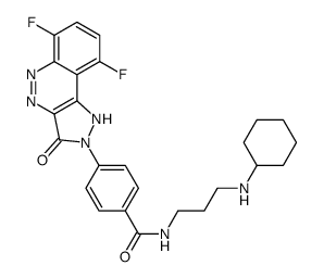 N-[3-(cyclohexylamino)propyl]-4-(6,9-difluoro-3-oxo-1H-pyrazolo[4,3-c]cinnolin-2-yl)benzamide Structure