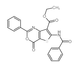 Ethyl 6-(benzoylamino)-4-oxo-2-phenyl-4H-thieno[3,2-d][1,3]oxazine-7-carboxylate结构式