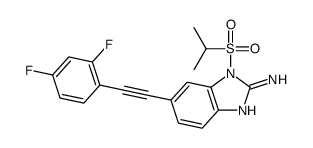 6-[2-(2,4-difluorophenyl)ethynyl]-1-propan-2-ylsulfonylbenzimidazol-2-amine结构式