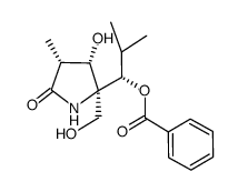 (S)-1-((2S,3S,4R)-3-hydroxy-2-hydroxymethyl-4-methyl-5-oxo-pyrrolidin-2-yl)-2-methyl-propyl benzoate结构式