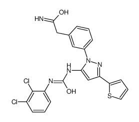 2-{3-[5-{[(2,3-Dichlorophenyl)carbamoyl]amino}-3-(2-thienyl)-1H-p yrazol-1-yl]phenyl}acetamide结构式