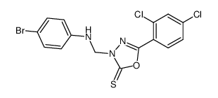 3-[(4-Bromo-phenylamino)-methyl]-5-(2,4-dichloro-phenyl)-3H-[1,3,4]oxadiazole-2-thione结构式