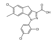 6-chloro-1-(2,4-dichlorophenyl)-7-methyl-1,4-dihydroindeno[1,2-c]pyrazole-3-carboxylic acid结构式