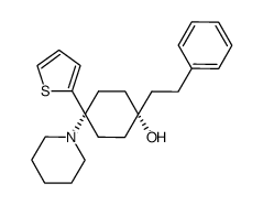 cis-4-(2-thienyl)-4-(N-piperodino)-1-phenethyl cyclohexanol Structure