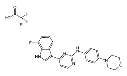 4-(7-fluoro-1H-indol-3-yl)-N-(4-morpholin-4-ylphenyl)pyrimidin-2-amine trifluoroacetate结构式