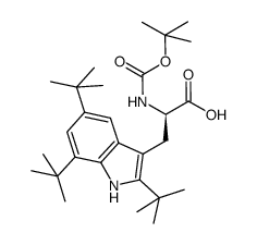 (R)-2-((tert-butoxycarbonyl)amino)-3-(2,5,7-tri-tert-butyl-1H-indol-3-yl)propanoic acid结构式
