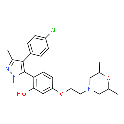 2-[4-(4-chlorophenyl)-3-methyl-1H-pyrazol-5-yl]-5-[2-(2,6-dimethylmorpholin-4-yl)ethoxy]phenol结构式