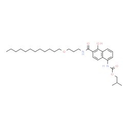 1-hydroxy-5-(2-methylpropyloxycarbonylamino)-N-(3-dodecyloxypropyl)-2-naphthoamide Structure