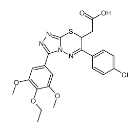 2-[3-(4-chlorophenyl)-9-(4-ethoxy-3,5-dimethoxy-phenyl)-5-thia-1,2,7,8-tetrazabicyclo[4.3.0]nona-2,6,8-trien-4-yl]acetic acid structure