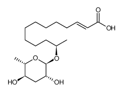 (R,E)-12-(((2R,3R,5R,6S)-3,5-dihydroxy-6-methyltetrahydro-2H-pyran-2-yl)oxy)tridec-2-enoic acid结构式