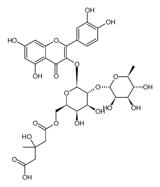 quercetin-3-O-α-rhamnosyl-(1->2)-[(6-O-3-hydroxy-3-methylglutaryl)-β-galactoside] Structure