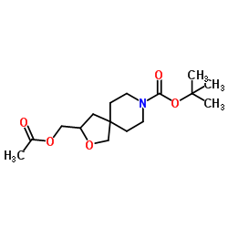2-Methyl-2-propanyl 3-(acetoxymethyl)-2-oxa-8-azaspiro[4.5]decane-8-carboxylate Structure