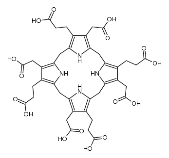 3,8,13,18-tetrakis(carboxymethyl)-5,10,15,20,22,24-hexahydro 21H,23H-Porphine-2,7,12,17-tetrapropanoic acid结构式