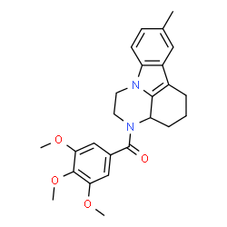 8-methyl-3-(3,4,5-trimethoxybenzoyl)-2,3,3a,4,5,6-hexahydro-1H-pyrazino[3,2,1-jk]carbazole结构式