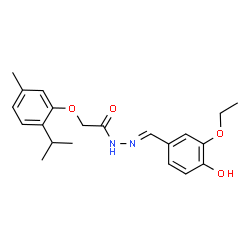 N'-(3-ethoxy-4-hydroxybenzylidene)-2-(2-isopropyl-5-methylphenoxy)acetohydrazide结构式