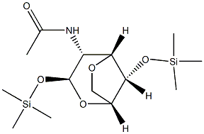 2-Acetylamino-3,6-anhydro-1-O,4-O-bis(trimethylsilyl)-2-deoxy-β-D-glucopyranose结构式