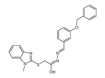 2-(1-methylbenzimidazol-2-yl)sulfanyl-N-[(E)-(3-phenylmethoxyphenyl)methylideneamino]acetamide结构式