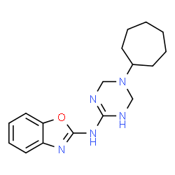 N-(5-cycloheptyl-1,4,5,6-tetrahydro-1,3,5-triazin-2-yl)-1,3-benzoxazol-2-amine Structure