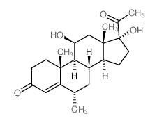 Pregn-4-ene-3,20-dione,11,17-dihydroxy-6-methyl-, (6a,11b)- Structure