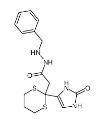 [2-(2-Oxo-2,3-dihydro-1H-imidazol-4-yl)-[1,3]dithian-2-yl]-acetic acid N'-benzyl-hydrazide结构式