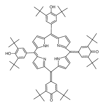 4,4'-((6E,9Z,15Z,19E)-10,15-bis(3,5-di-tert-butyl-4-hydroxyphenyl)-5H,20H-porphyrin-5,20-diylidene)bis(2,6-di-tert-butylcyclohexa-2,5-dien-1-one)结构式