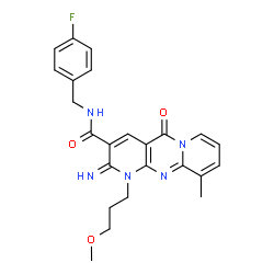 N-(4-fluorobenzyl)-2-imino-1-(3-methoxypropyl)-10-methyl-5-oxo-1,5-dihydro-2H-dipyrido[1,2-a:2,3-d]pyrimidine-3-carboxamide结构式