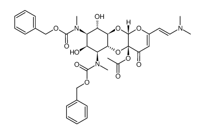 (4aS,5aR,6S,7S,8R,9S,9aR,10aR)-6,8-bis(((benzyloxy)carbonyl)(methyl)amino)-2-((E)-2-(dimethylamino)vinyl)-7,9-dihydroxy-4-oxo-5a,6,7,8,9,9a-hexahydro-4H-benzo[b]pyrano[2,3-e][1,4]dioxin-4a(10aH)-yl acetate Structure