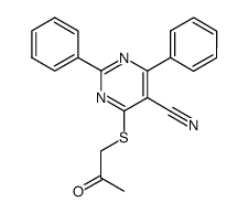 4-((2-oxopropyl)thio)-2,6-diphenylpyrimidine-5-carbonitrile结构式